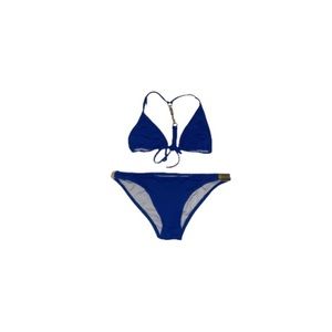 L*SPACE Blue Bikini Set with Gold Chain Straps - Women’s Size XS